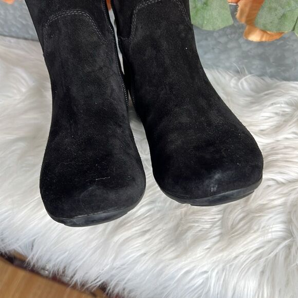 Paul Green Abby Tall Suede Boots Size 5.5 US Black Side Zip Stretch Panels - Picture 3 of 11